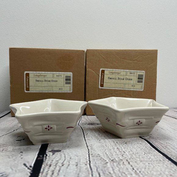 Longaberger Red Small Star Dish Set/2 - Picture 3 of 4